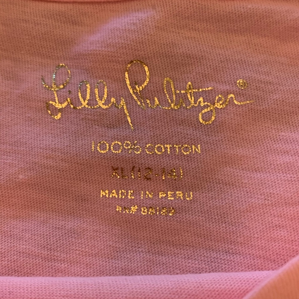 Lily Pulitzer pink T w/monkey screen print, XL - Picture 3 of 6